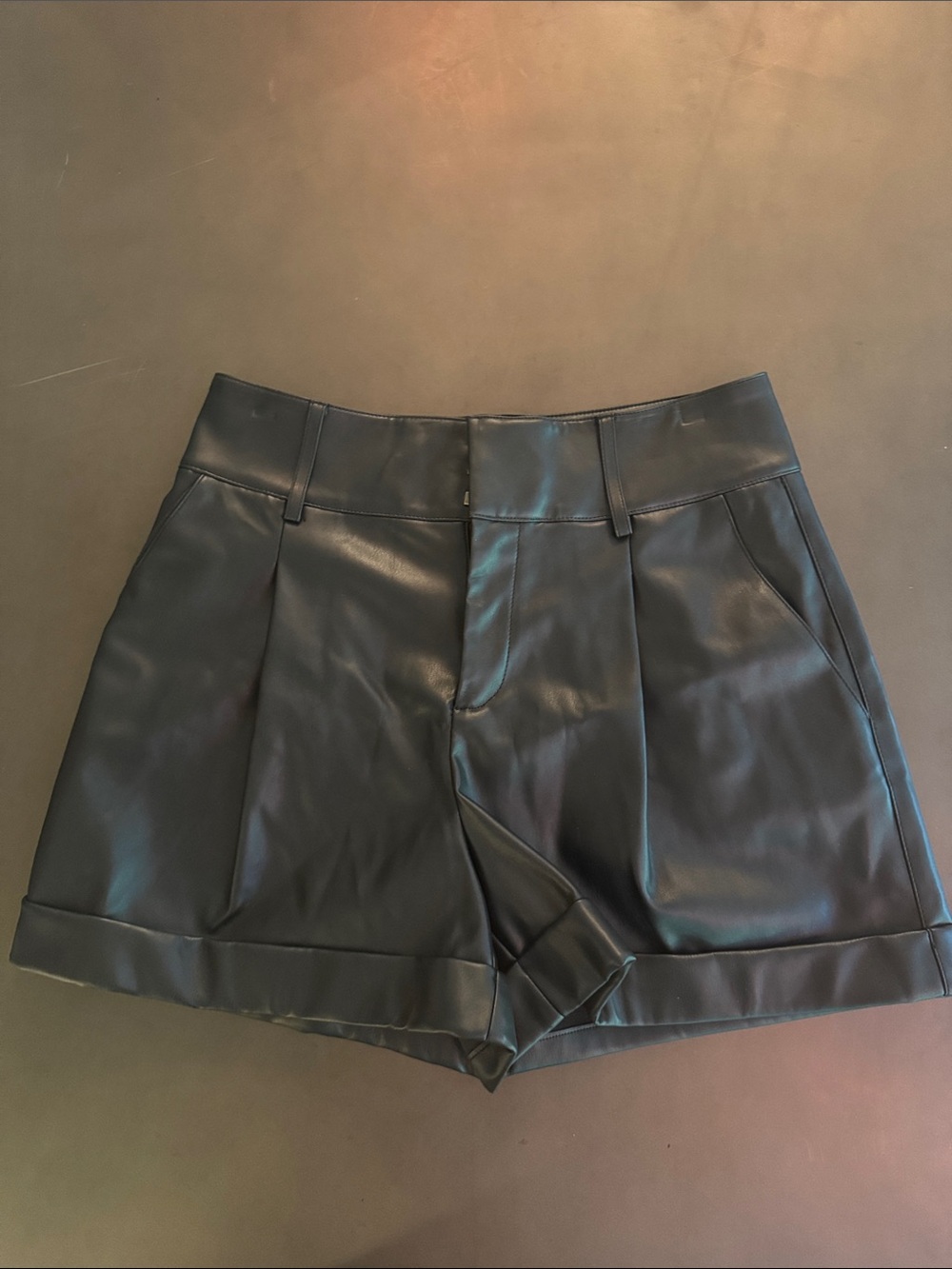 Women's Black Faux Leather Shorts